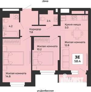 2-к квартира, вторичка, 58м2, 2/25 этаж