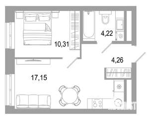 1-к квартира, вторичка, 36м2, 24/31 этаж