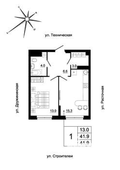 1-к квартира, вторичка, 41м2, 19/19 этаж