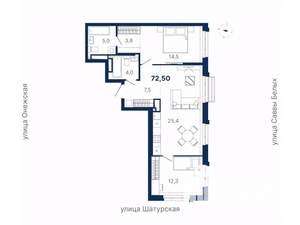 2-к квартира, вторичка, 73м2, 5/17 этаж