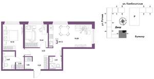 3-к квартира, строящийся дом, 64м2, 5/21 этаж