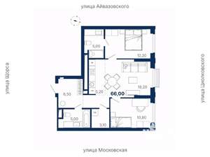 2-к квартира, вторичка, 66м2, 23/29 этаж