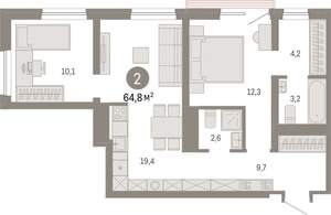 2-к квартира, вторичка, 65м2, 5/8 этаж