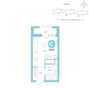 Студия квартира, вторичка, 22м2, 15/16 этаж