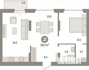 1-к квартира, вторичка, 60м2, 3/7 этаж