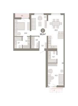 2-к квартира, вторичка, 90м2, 9/9 этаж