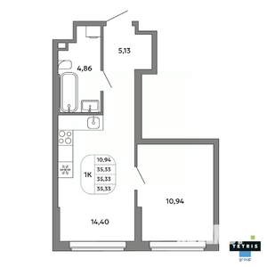 1-к квартира, вторичка, 35м2, 6/32 этаж