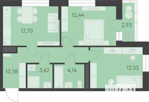 2-к квартира, вторичка, 57м2, 9/25 этаж