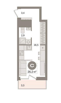 Студия квартира, вторичка, 26м2, 3/8 этаж