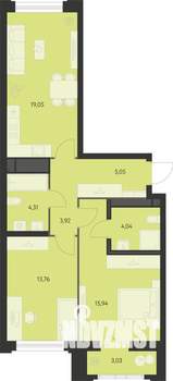 2-к квартира, вторичка, 68м2, 13/22 этаж