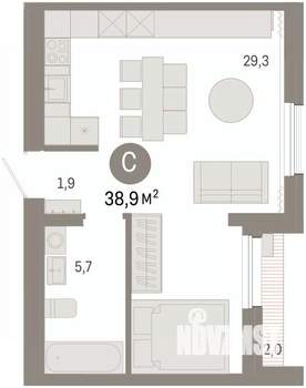 Студия квартира, вторичка, 38м2, 9/9 этаж