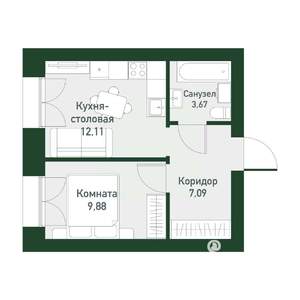 1-к квартира, вторичка, 32м2, 4/4 этаж