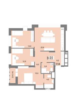 3-к квартира, строящийся дом, 85м2, 18/23 этаж