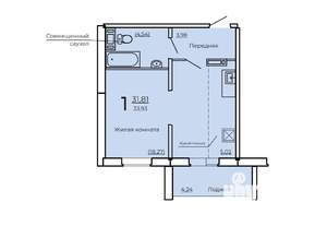 1-к квартира, вторичка, 34м2, 2/10 этаж