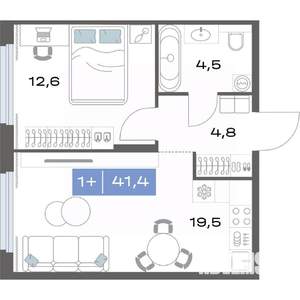 1-к квартира, вторичка, 41м2, 2/17 этаж