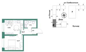 2-к квартира, вторичка, 29м2, 10/21 этаж