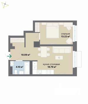 1-к квартира, вторичка, 46м2, 2/26 этаж