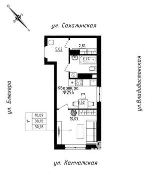 Студия квартира, вторичка, 30м2, 25/25 этаж