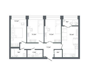 3-к квартира, вторичка, 87м2, 22/25 этаж