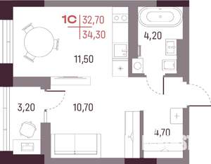 Студия квартира, вторичка, 33м2, 15/25 этаж