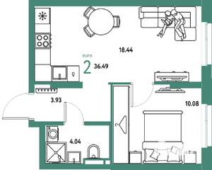 2-к квартира, вторичка, 36м2, 10/24 этаж
