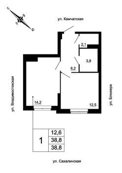 1-к квартира, вторичка, 39м2, 18/24 этаж