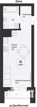 Студия квартира, строящийся дом, 28м2, 4/25 этаж
