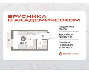 Студия квартира, вторичка, 21м2, 6/9 этаж