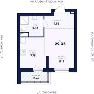 Студия квартира, вторичка, 29м2, 1/18 этаж