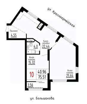2-к квартира, строящийся дом, 76м2, 3/25 этаж