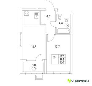 1-к квартира, вторичка, 41м2, 9/30 этаж