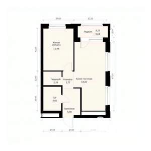 1-к квартира, строящийся дом, 45м2, 11/31 этаж