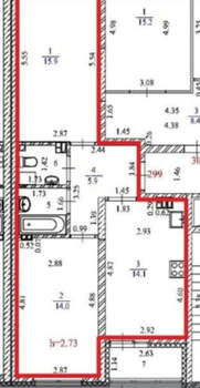 2-к квартира, вторичка, 55м2, 5/15 этаж