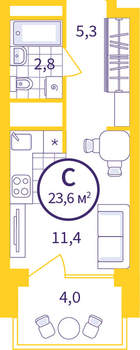 Студия квартира, вторичка, 21м2, 13/24 этаж