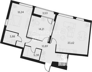 2-к квартира, вторичка, 88м2, 7/15 этаж