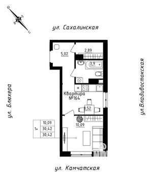 Студия квартира, строящийся дом, 30м2, 14/25 этаж