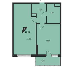 2-к квартира, вторичка, 48м2, 16/25 этаж