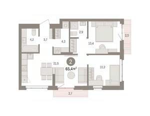 2-к квартира, вторичка, 65м2, 3/7 этаж
