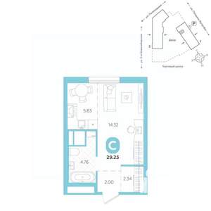 Студия квартира, вторичка, 29м2, 3/24 этаж
