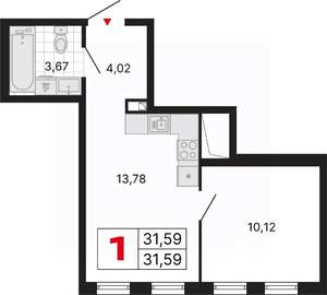 1-к квартира, вторичка, 32м2, 25/25 этаж
