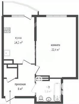 1-к квартира, вторичка, 54м2, 16/22 этаж