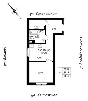 Студия квартира, строящийся дом, 31м2, 3/25 этаж