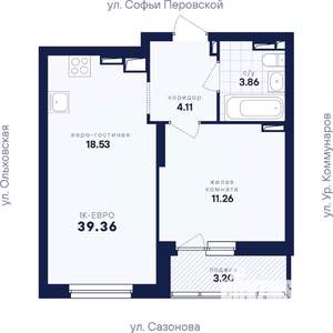 1-к квартира, вторичка, 39м2, 13/17 этаж