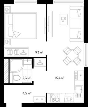 1-к квартира, вторичка, 31м2, 20/24 этаж