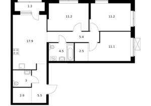 3-к квартира, вторичка, 77м2, 6/24 этаж