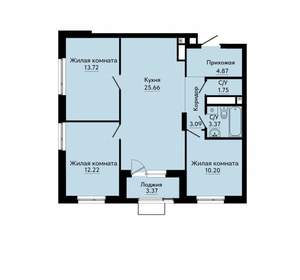 3-к квартира, вторичка, 77м2, 13/31 этаж