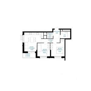 2-к квартира, строящийся дом, 60м2, 17/30 этаж