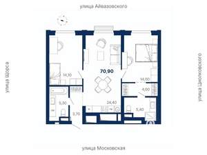 2-к квартира, вторичка, 71м2, 26/29 этаж