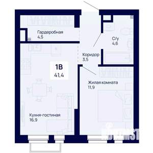 1-к квартира, вторичка, 41м2, 4/18 этаж