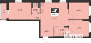 3-к квартира, вторичка, 64м2, 11/12 этаж